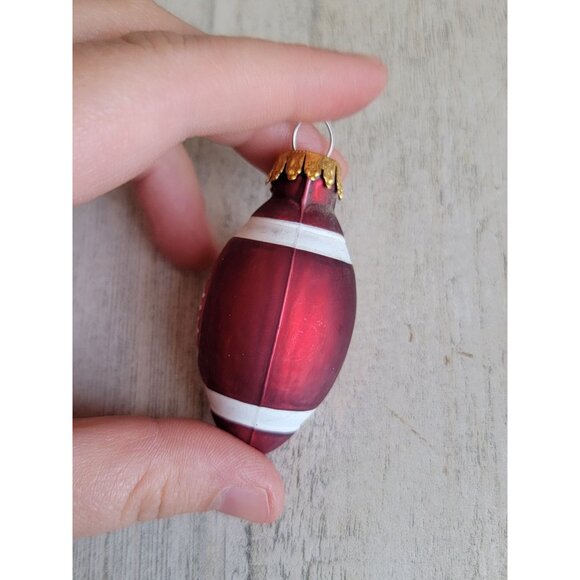 Mini blown glass football sport ornament Xmas - Picture 3 of 5